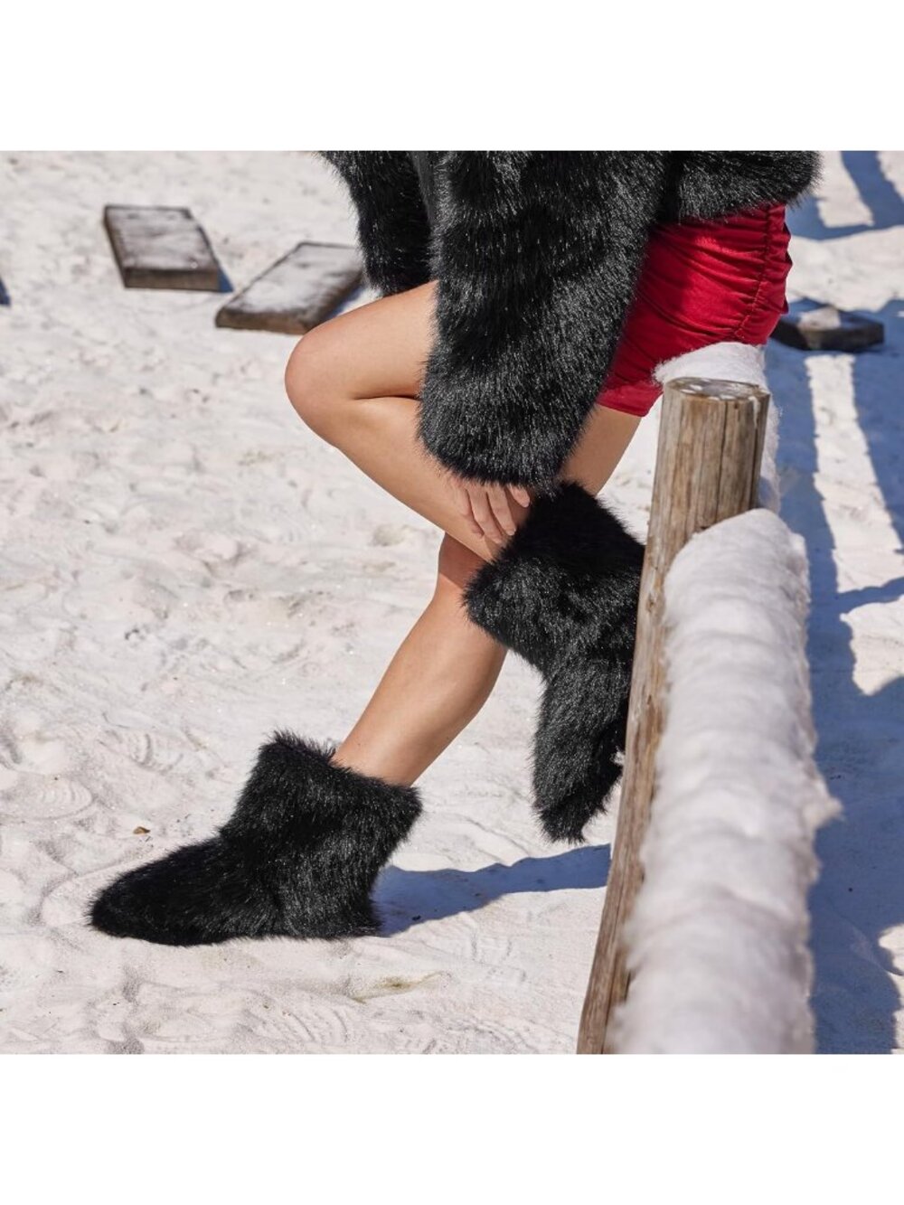 Cozy Faux Fur Winter Boots for Women | Fuzzy Fluffy Round Toe Snow Footwear - Picture 2 of 6
